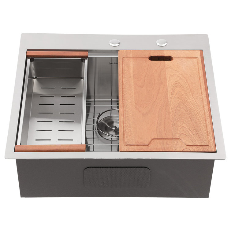 Kichae 25'' L Drop-In Single Bowl Stainless Steel Kitchen
